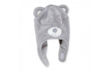 bonnet + echarpe nounours flanelle gris trois kilos sept