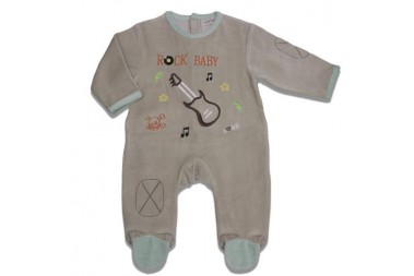 Pyjama garçon beige brodé Rock Les Chatounets Pyjama garçon beige brodé Rock Les Chatounets