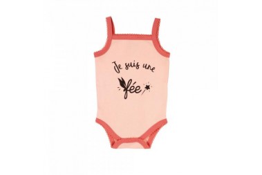 Body a bretelle JE SUIS UNE FÉE Rose Trois Kilos Sept Body a bretelle JE SUIS UNE FÉE Rose Trois Kilos Sept