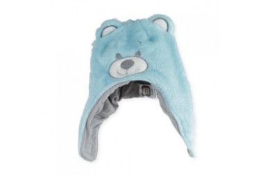 bonnet + echarpe nounours flanelle turquoise trois kilos sept