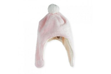 Bonnet + Echarpe pompon flanelle Rose Trois Kilos Sept Bonnet + Echarpe pompon flanelle Rose Trois Kilos Sept
