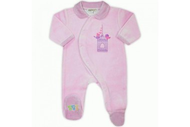 Pyjama dors bien bébé fille en velours lilas brodé Oiseaux 1 m Les chatounets  Pyjama dors bien bébé fille en velours lilas brodé Oiseaux 1 m Les chatounets